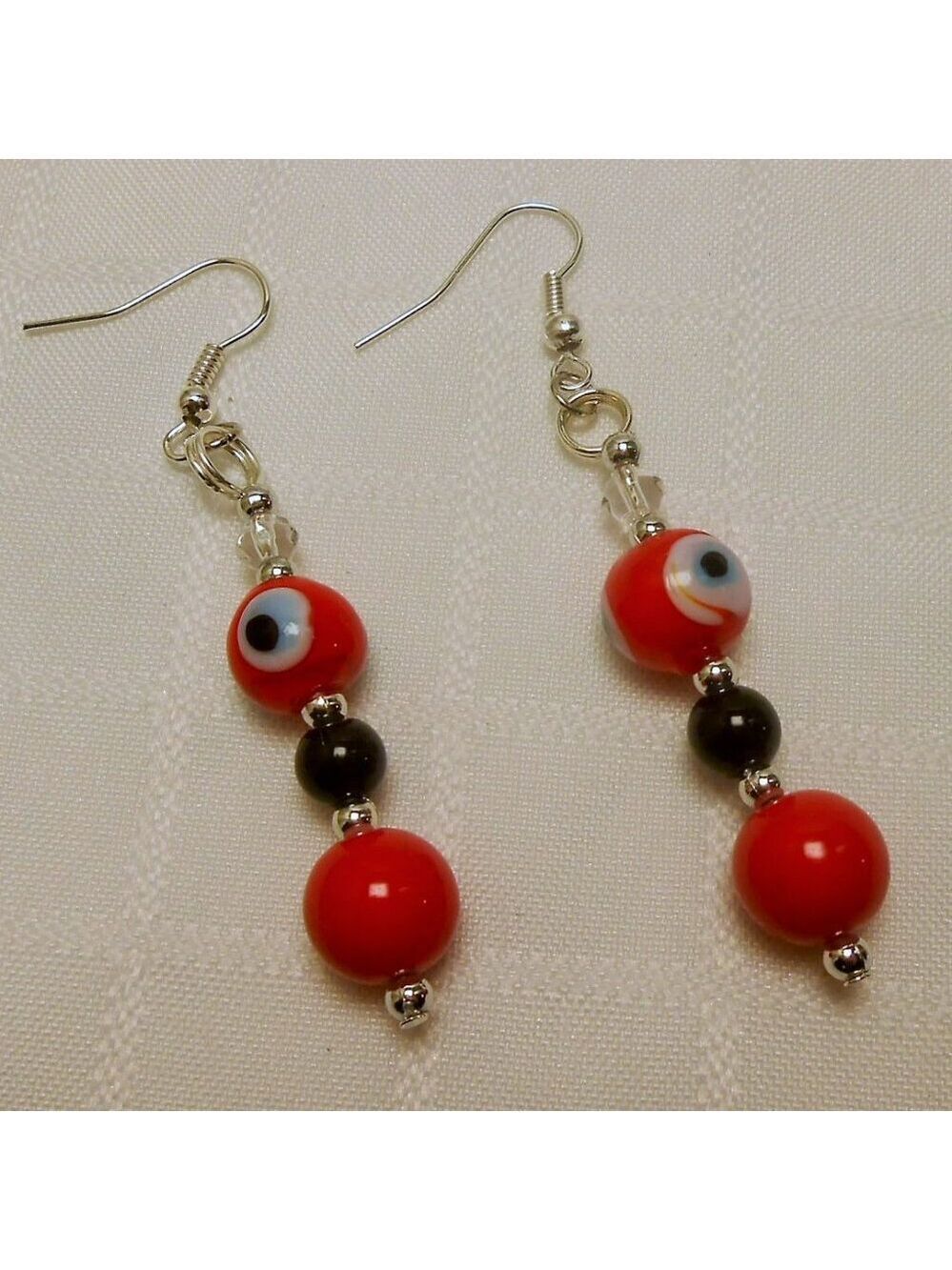 No 1722 Handmade earrings with blowtorch glass evil eyes beads